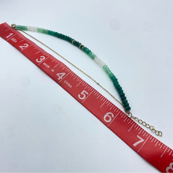 Green Ombre Crystal Glass Bead Gold Plate Silver Chain Bracelet Gold Vermeil - Picture 5 of 6